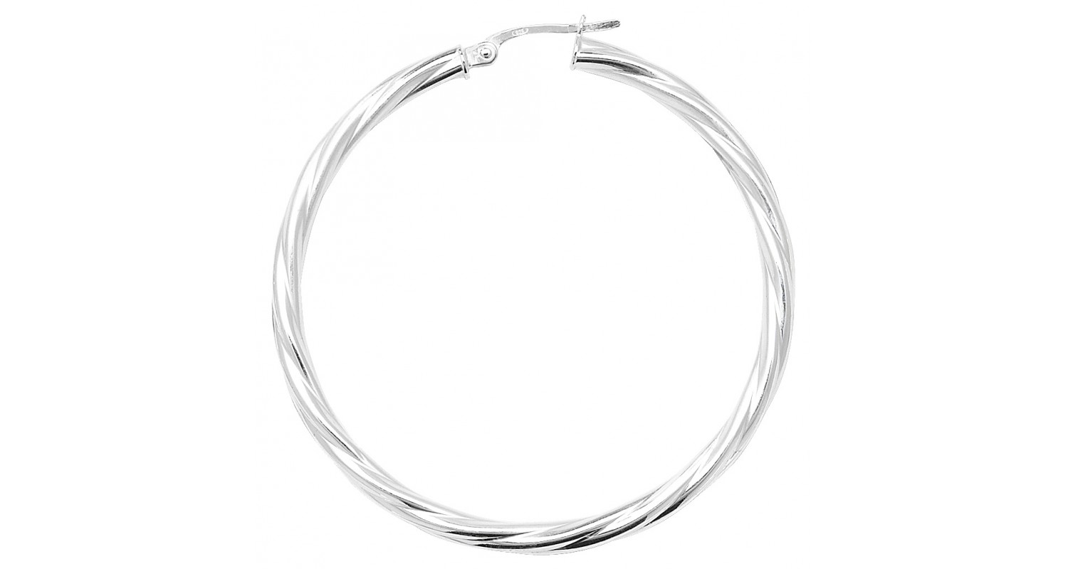 Sterling Silver 40mm Twist Hoop Earrings